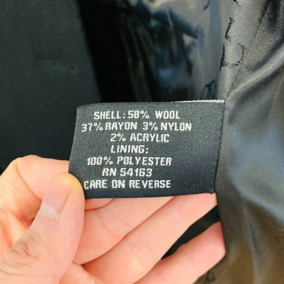 Guess Button-Up Wool Coat Mid Length Button Jacket Black Size Small - Picture 6 of 16